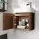 Cayman Natural Walnut Cloakroom Wall Hung Slimline Basin Vanity 440mm - Chrome Handle