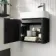 Cayman Black Oak Cloakroom Wall Hung Slimline Basin Vanity 440mm - Chrome Handle