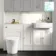 Monaco Cotton White Vanity Basin with Marble Top and Tucson Toilet 1500mm - Brushed Brass Accents
