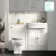 Monaco Cotton White Vanity Traditional Basin and Hudson Toilet Wooden Seat 1200mm - Brass Accents