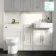 Monaco Cotton White Combination Vanity Basin and Miami Toilet 1500mm - Brass Knurled Handles