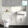 Monaco Cotton White Vanity Basin with Marble Top and Miami Toilet 1500mm - Brass Knurled Handles