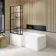 Zurich Easy Clean Matt Black Grid L Shaped Bath Screen - 800mm