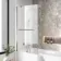 L Shaped 1600 Shower Bath with Front Panel & 4mm Fixed Screen with Rail - Left Handed
