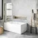 Dover 1500x750 Keyhole Shower Bath & 6mm Easy Clean Brushed Brass Framed Bath Screen