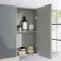 Harper Stone Grey Wall Hung Cabinet 600x300mm - Brushed Brass Accents