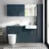 Harper Navy Blue Floor Standing Tall Cabinet 1900x300mm - Brushed Brass Accents