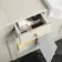Monaco Chalk White Side Cabinet Unit 300mm - Brushed Brass Accents