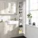 Monaco Chalk White Floor Standing Tall Cabinet Unit 300mm - Brushed Brass Accents