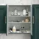Midnight Green Wall Hung Mirror Cabinet 700x600mm - Brass Knurled Handles