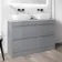 Trent Stone Grey Double Vanity Drawer with Marble Top & Curved Counter Top Basin 1200mm