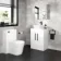 Avon Gloss White Vanity with Curved Counter Top Basin 600mm - Black Accents