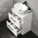Avon Gloss White Vanity Drawer with Marble Top & Oval Counter Top Basin 600mm - Black Accents