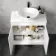 Avon Gloss White Vanity with Marble Top & Oval Counter Top Basin 800mm - Black Accents