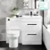 Avon Gloss White Combination Basin Drawer and Miami Toilet 1100mm - Black Accents