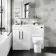 Avon Gloss White Combination Vanity Basin and Aruba Toilet 1100mm - Black Accents - Left Handed