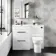 Avon Gloss White Combination Basin Drawer and Aruba Toilet 1100mm - Black Accents - Left Handed