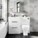 Avon Gloss White Combination Basin Drawer and Atlanta Toilet 1100mm - Black Accents - Left Handed