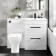 Avon Gloss White Combination Basin Drawer and Atlanta Toilet 1100mm - Black Accents - Right Handed