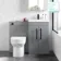 Avon Stone Grey Combination Vanity Basin and Miami Toilet 1000mm - Black Accents
