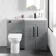 Avon Stone Grey Combination Vanity Basin and Aruba Toilet 1100mm - Black Accents - Right Handed