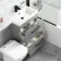 Avon Stone Grey Combination Basin Drawer and Atlanta Toilet 1100mm - Black Accents - Right Handed
