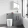Avon Stone Grey Combination Vanity Basin and Boston Toilet 1000mm - Black Accents