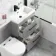 Avon Stone Grey Combination Basin Drawer and Boston Toilet 1100mm - Black Accents - Right Handed