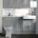 Monaco Dove Grey Combination Vanity Basin with Marble Top 1500mm (Excludes Pan & Cistern) - Brushed Brass Accents