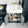 Monaco Inky Blue Basin Vanity 600mm - Brushed Brass Accents