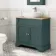 Lucia Midnight Green Vanity with Oak Effect Top & Curved Counter Top Basin 840mm