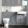 Monaco Dove Grey Combination Vanity Basin and Seattle Toilet 1500mm - Brushed Brass Accents