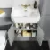 Monaco Dove Grey Combination Vanity Traditional Basin and Seattle Toilet 1200mm - Brushed Brass Accents