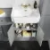 Monaco Dove Grey Combination Vanity Traditional Basin and Boston Toilet 1500mm - Brushed Brass Accents