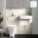 Monaco Chalk White Combination Vanity Basin with Marble Top & Atlanta Toilet 1200mm - Brushed Brass Accents