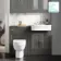 Monaco Graphite Grey Combination Vanity Traditional Basin and Seattle Toilet 1200mm - Brushed Brass Accents