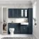 Monaco Inky Blue Combination Vanity Basin and Seattle Toilet 1500mm - Brushed Brass Accents