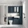 Monaco Inky Blue Combination Vanity Basin with Marble Top & Atlanta Toilet 1200mm - Brushed Brass Accents