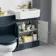 Monaco Inky Blue Combination Vanity Traditional Basin with Marble Top & Hudson Toilet with Wooden Seat 1200mm - Brushed Brass Accents