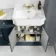 Monaco Inky Blue Combination Vanity Traditional Basin with Marble Top & Hudson Toilet with Wooden Seat 1500mm - Brushed Brass Accents