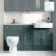 Monaco Midnight Green Combination Vanity Basin with Marble Top and Seattle Toilet 1500mm - Brushed Brass Accents