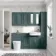 Monaco Midnight Green Combination Vanity Traditional Basin and Boston Toilet 1500mm - Brushed Brass Accents