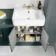 Monaco Midnight Green Combination Vanity Basin and Hudson Toilet with Wooden Seat 1500mm - Brushed Brass Accents