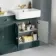 Monaco Midnight Green Combination Vanity Basin with Marble Top and Hudson Toilet with Wooden Seat 1500mm - Brushed Brass Accents
