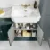 Monaco Midnight Green Combination Vanity Traditional Basin with Marble Top & Hudson Toilet with Wooden Seat 1500mm - Brushed Brass Accents