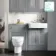 Monaco Dove Grey Combination Vanity Basin and Seattle Toilet 1200mm - Brass Knurled Handles