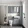 Monaco Dove Grey Combination Vanity Basin and Seattle Toilet 1200mm - Brass Knurled Handles