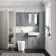 Monaco Dove Grey Combination Vanity Basin and Boston Toilet 1200mm - Brass Knurled Handles