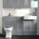 Monaco Dove Grey Combination Vanity Basin and Hudson Toilet with Wooden Seat 1500mm - Brass Knurled Handles