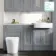Monaco Dove Grey Combination Vanity Basin with Marble Top and Boston Toilet 1500mm - Brass Knurled Handles